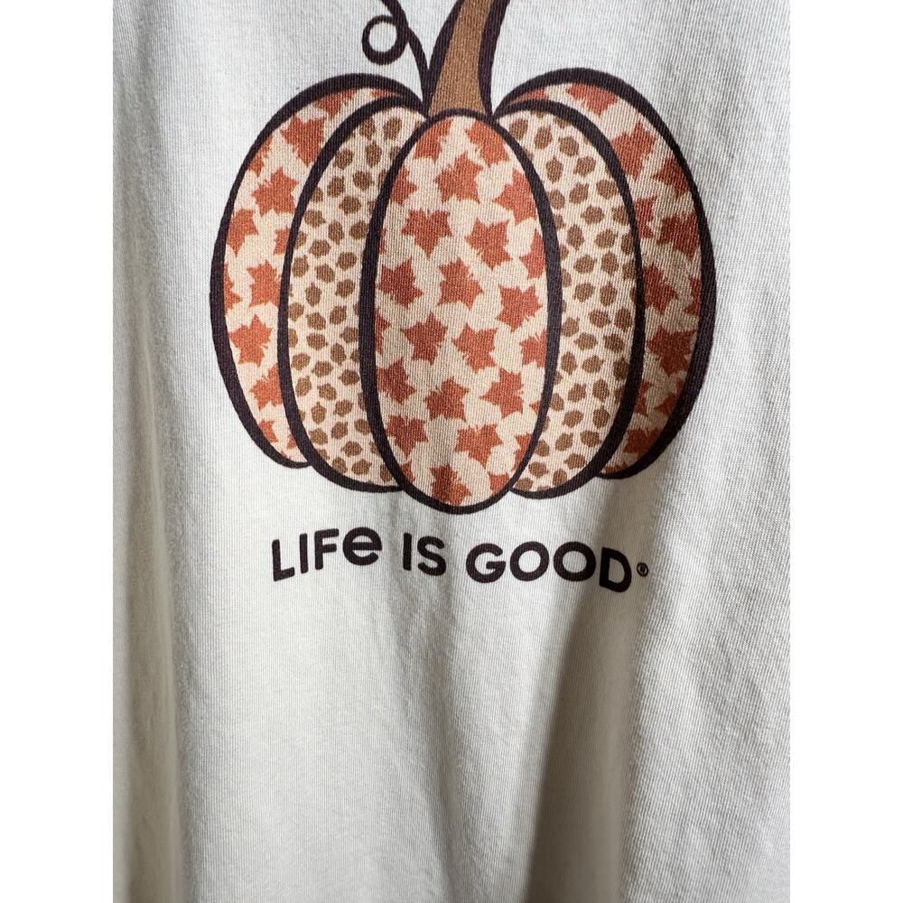Life Is Good Crusher Women’s XXXL Beige V-Neck Pumpkin Graphic Tee Cotton - Picture 3 of 5